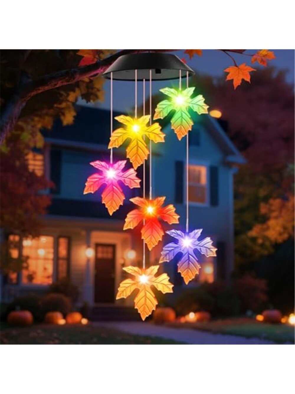 Fall Decor Thanksgiving Decorations Solar Lights Wind Chimes